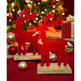 Coppia di cervi in metallo rossi