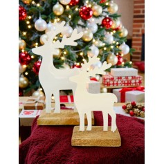 Coppia di cervi in metallo bianchi